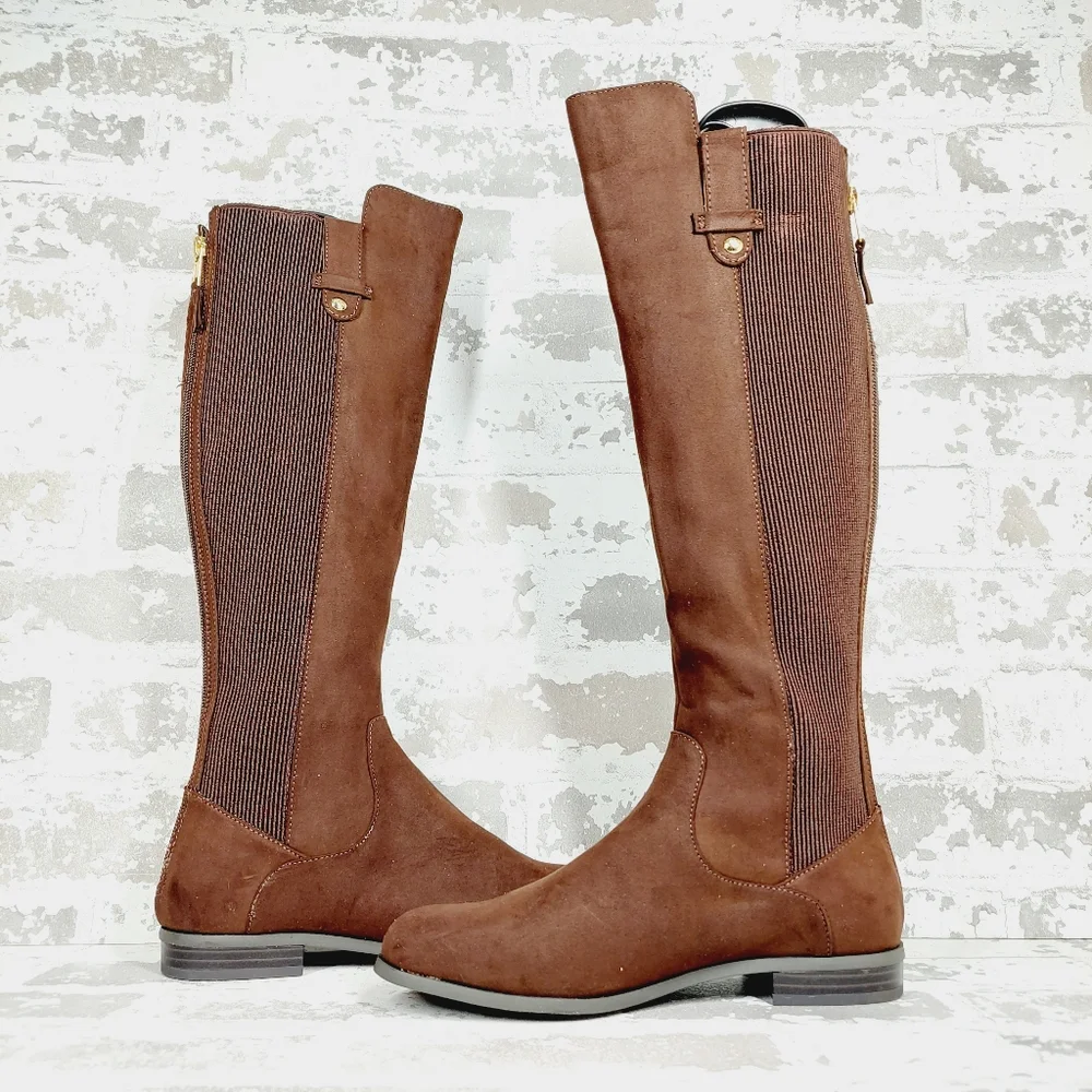 New Anne Klein Audrey Brown Zip Up Knee High Boots V413 - Picture 5 of 11